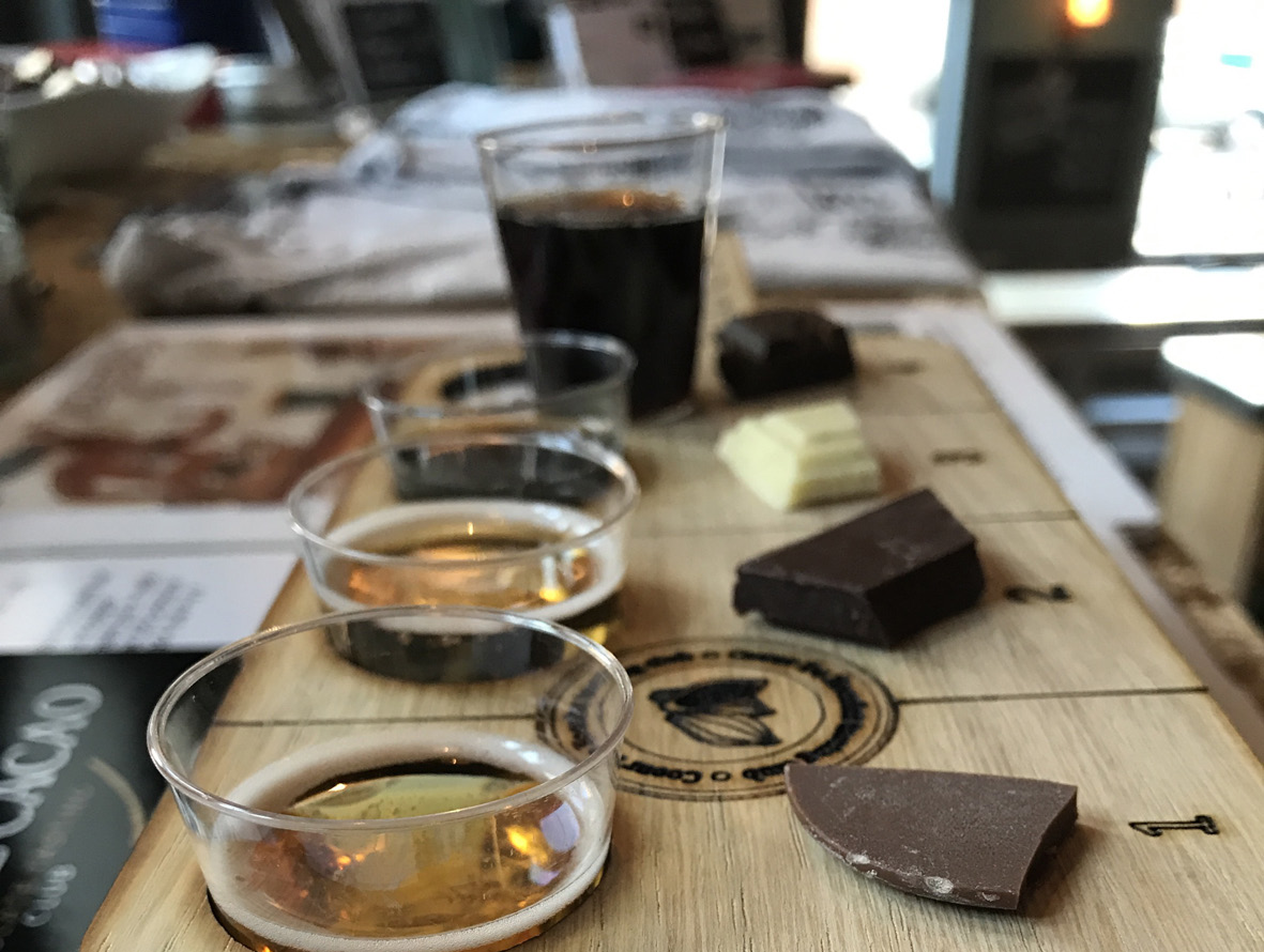 beer and chocolate tasting plate